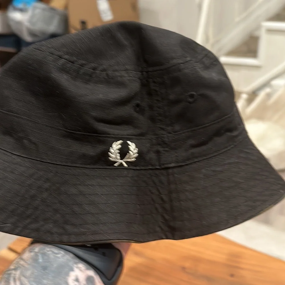 Fred Perry Camo Bucket Hat in Olive Green and Brown